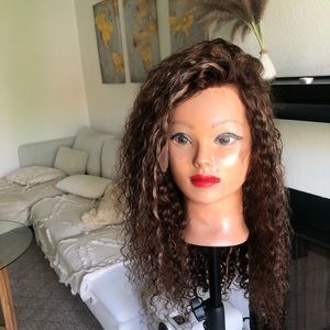 New curly brown wig blonde highlight human hair 💭